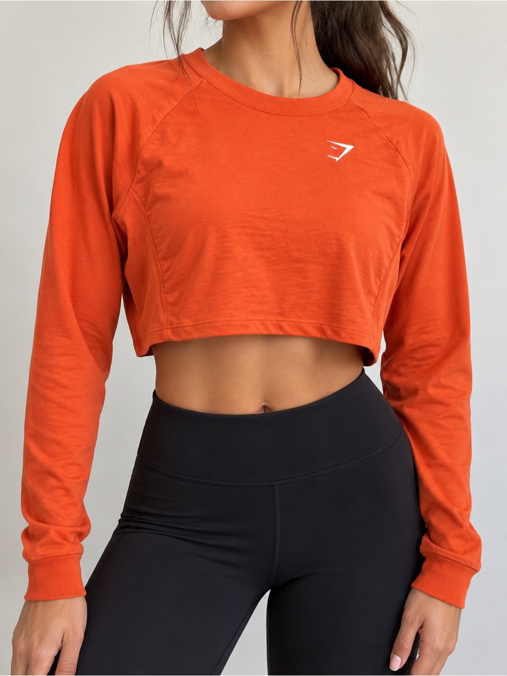 Gymshark Training Long Sleeve Crop Top Papaya Orange Small